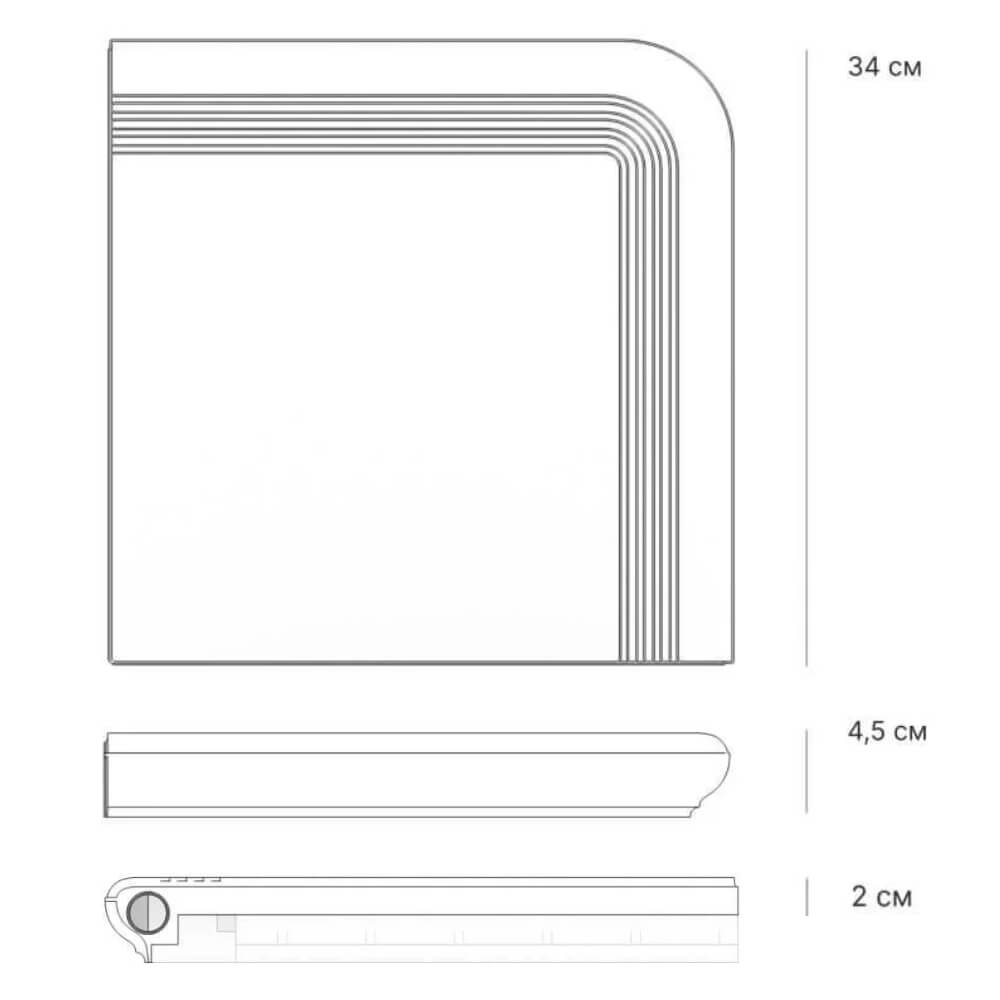 Ступень угловая Verona 340х340х20мм Мраморный